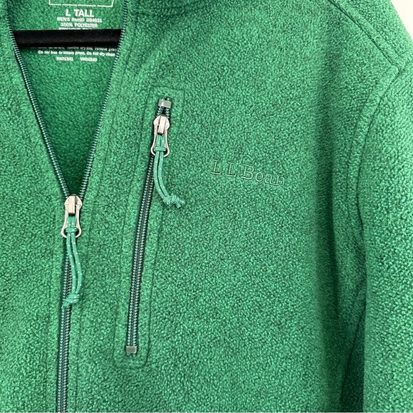 LL Bean Polartec Full Zip Trail Fleece Full Zip Green Size L w/ Pockets #284630 - Picture 5 of 5